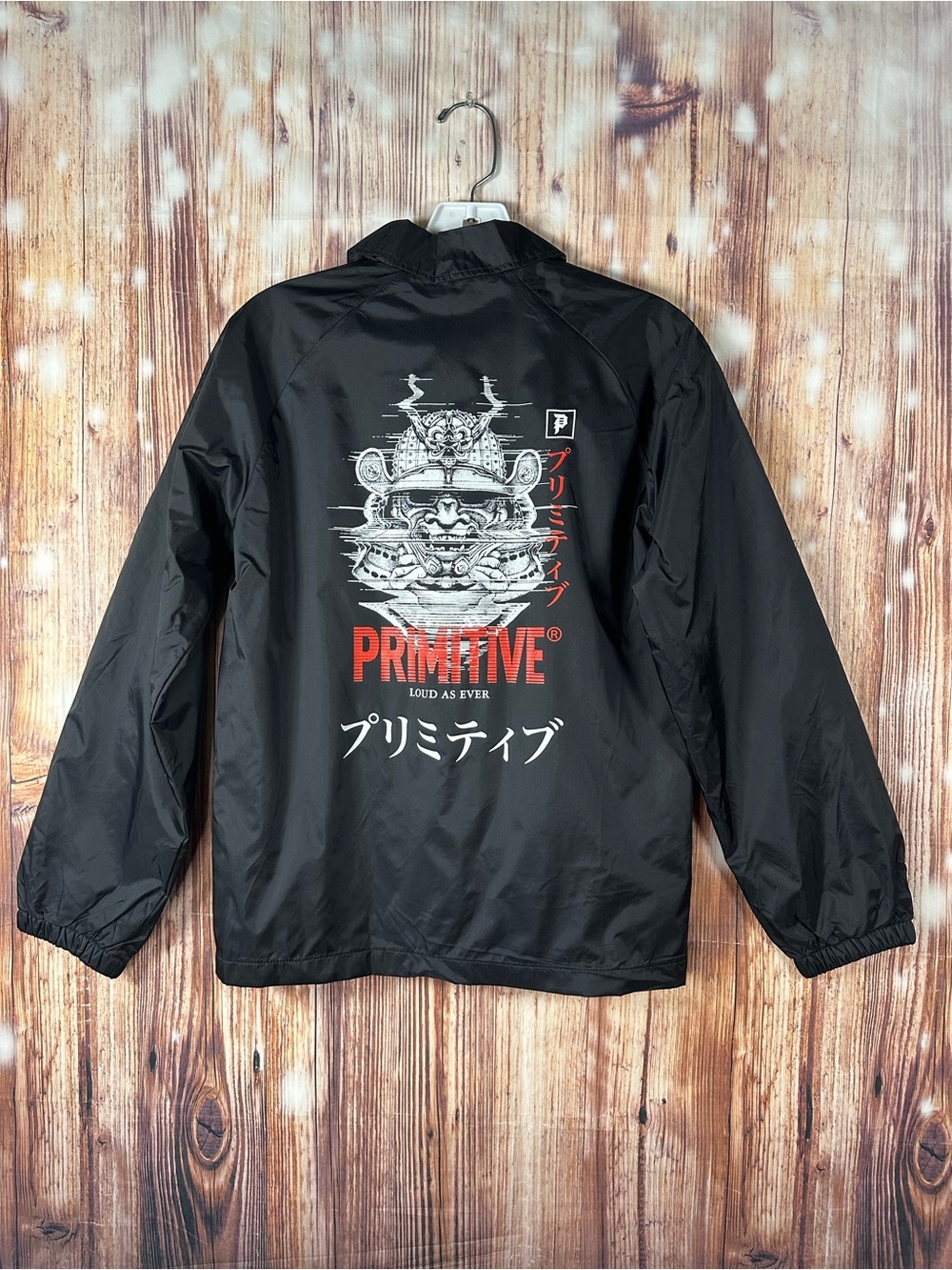 NWT Primitive Boys Black Samurai Graphic Windbreaker Jacket Size Medium Youth